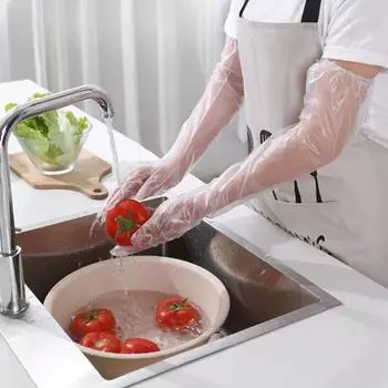 10Pcs Thickened Disposable Gloves Multifunctional Waterproof Cleaning Long Gloves Household Kitchen Washing Dishes Farm Glove чистый