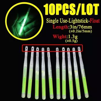 10pcs Ultra Bright fluorescent sticks Rough Fishing Buoy Rough Fishing Buoy Night Fishing Big green