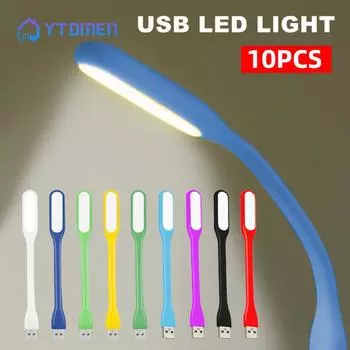 10pcs USB Night Light LED Reading Lamp Mini Book Light Portable Camping Table Lamps For Power Bank PC Notebook Laptop Computer 10pcs белый