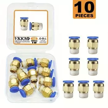 10pcsPC pneumatic quick connector copper outer wire tracheal hose connector full copper thread straight through clamp pressure q