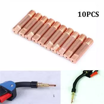 10шт МБ15 (М6) Контактные наконечники для сварки MIG, сварочная проволока с флюсовым сердечником 0,8 мм, длина 25 мм