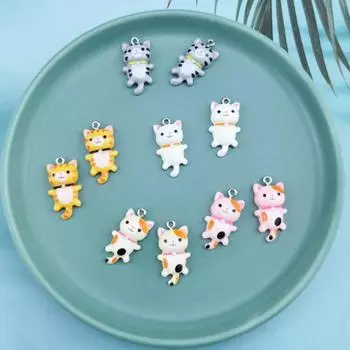 10шт смолы кошка милые животные подвески DIY изготовления серьги ювелирные изделия ремесло