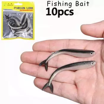 10шт Zachte Garnalen Worms Vis Lokken Silve Силиконовые воблеры Visgerei Jigging Maden Vissen Aas
