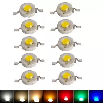 10x 1 Вт светодиодный прожектор SMD с чипом и шариками, белый, красный, зеленый, синий, желтый свет, лампа холодный белый