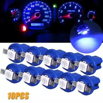 10x T5 B8.5D 5050 1SMD светодиодные лампы для приборной панели, приборной панели, синие, белые, желтые, для тюнинга автомобилей, универсальные, креативные белый