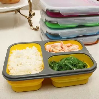 1100ml Silicone Collapsible Portable Lunch Box Large Capacity Bowl Lunch Bento Box Folding Lunchbox Eco-Friendly оранжевый