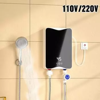 110 В 220 В проточный водонагреватель для кухни, ванной комнаты, мини-настенный электрический водонагреватель с ЖК-дисплеем температуры и душевым гарнитуром us