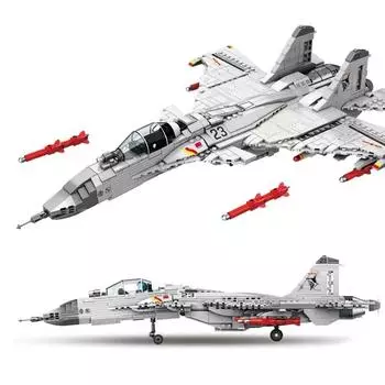 1186 шт. Военный китайский самолет-истребитель J-15, летающая акула, модель, строительные блоки, кирпичи для детей, игрушка для мальчика, подарок