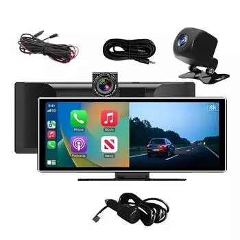 11,26-дюймовый Carplay Android Dash Cam 4K 1080P AUX/FM//BT A2DP Аудио Передача Поддержка CarPlay и Android Auto DVR TF Карта WIFI чёрный