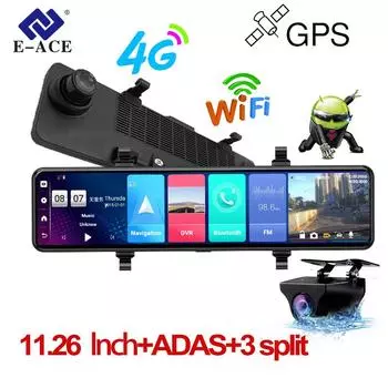 11,26 lnch 4G 24H 3 Split Android 8,1 ADAS Монитор парковки Автомобильный видеорегистратор Видеорегистратор Автомобильный видеорегистратор GPS WIFI Черный ящик bmw e46 No TF Card
