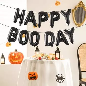 11 шт Хэллоуин черные шары с надписью HAPPY BOO DAY, ужасные игрушки для вечеринки на Хэллоуин для детей Other