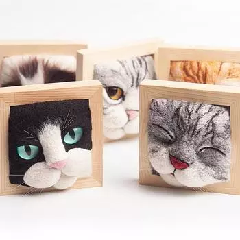 11 см деревянная рамка для фотографий с декоративным основанием DIY шерстяной фетр прекрасная голова кошки кукла набор для вязания самодельные принадлежности для домашнего декора