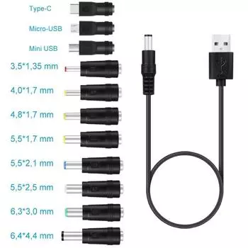 11in1 5V USB to DC 5,5x2,1 мм вилка зарядного шнура для мобильного телефона с вентилятором и динамиком-маршрутизатором