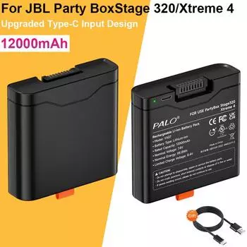 12000 мАч Высокая емкость для аккумулятора JBL Xtreme 4 Запасной аккумулятор JBL PartyBox Stage 320 с входом TYPE-C для портативного динамика 1PCS