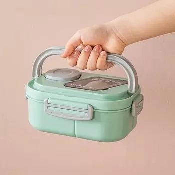 1200 мл портативный ланч-бокс многоразовый двухслойный отсек Bento Box ручка для переноски контейнеры для еды на открытом воздухе для кемпинга синий