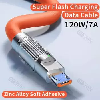 120 Вт 7A кабель Micro USB для быстрой зарядки для универсального мобильного телефона на базе Android, мягкий сплав, микропровод, кабели USB для быстрой зарядки, шнур для передачи данных 1m