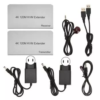 KVM-удлинитель 120 м 4K 60 Гц Удаленное управление клавиатурой и мышью USB Удлинитель интерфейса HD-мультимедиа для ПК US Plug
