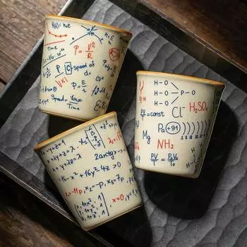 120ML Espresso Cup Mathematical Chemical Physical Formula Patterns Ceramic Tea Cup Porcelain Coffee Mug Drinkware 101-200ml