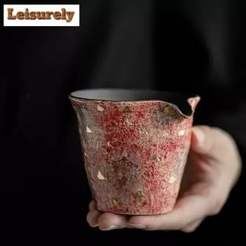 120ml Handmade Point Gold Rock Mine Tea Pitcher Painted Pottery Tea-separating Sharing Pot Cha Hai Justice Cup Teaset Supplies