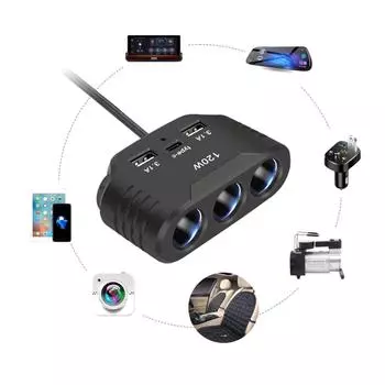 120 Вт адаптер-разветвитель для прикуривателя 2 USB+1 USB C PD порт 12 В 24 В 3 гнезда автомобильный грузовик морской зарядный адаптер C