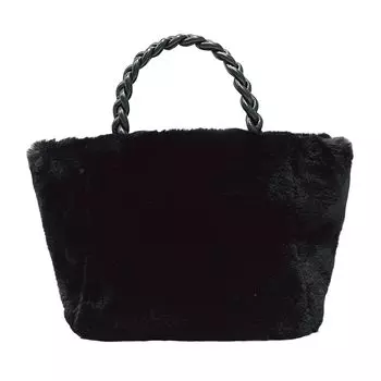1262 Пушистая горизонтальная сумка-тоут из искусственного меха LT Deli Fur Basket A [Rootote] (черный)