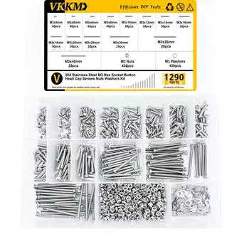1290 Half Round Head Hexagonal Screw and Nut Kit, suitable for mechanical maintenance and repair.