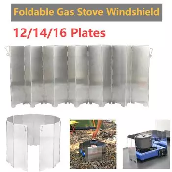 12/14/16 Plates Camping Stove Windscreen Lightweight Aluminum Alloy Windshield Folding Picnic Cooking Burner Windproof Screen