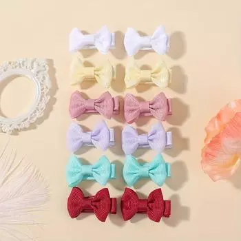 12/20pcs Cute Rainbow 1.5 Mini Bowbots Fabric Hair Bow Clips for Girls Dopamine Color Hairpins Headwear Kid Hair Accessories