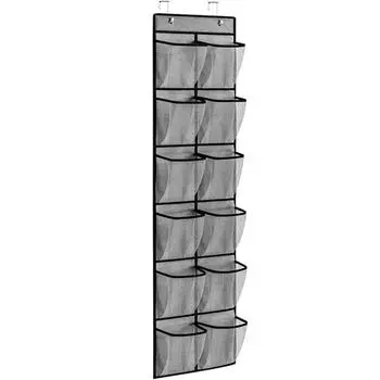 12/24 Grids Wall-Mounted Sundries Shoe Organiser Fabric Closet Bag Storage Rack Mesh Pocket Clear Hanging Over The Door Box 12 cells