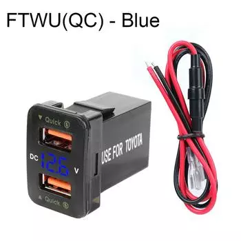 12-24 В Вольтметр Dual USB QC Автомобильное зарядное устройство Быстрая зарядка для мобильного телефона Быстрая зарядка Светодиодные автомобильные аксессуары Адаптер питания для Toyota FTWU(QC) Blue