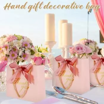12/24Pcs Thank You Paper Gift Box Wedding Favors for Guests Birthday Party Candy Cookie Packaging Bag Baby Shower Decor Supplies 12pcs розовый