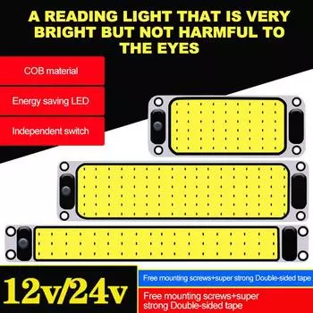 12-24V Car Dome Light Reading Night Strip Interior Light Ceiling Lamp with On Off Switch for Van Lorry Truck Universal