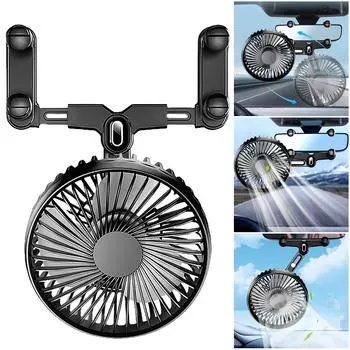 12/24V Rear View Mirror Auto Fan 3 Speeds USB Car Cooling Fan 360 Degree Adjustable Electric Fan Low Noise Auto Ventilation Fan