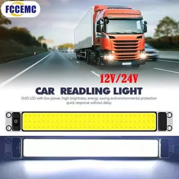 12-85V LED Car Interior Lighting Reading COB Lamp Strip Ceiling Light with On Off Switch for Van Lorry Truck Camper Boat