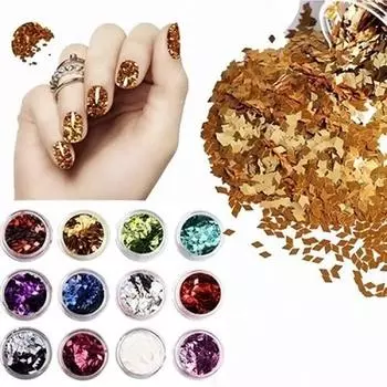 12 цветов ногтей ромб блестки форма блестки порошок украшения советы DIY One Size