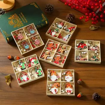 12 Faceless Old Man Christmas Wooden Pendant Box Christmas Tree Pendant Christmas Decorations