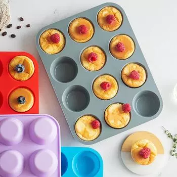 12 Grid Round Hole Cake Mold Silicone Mafen Cake Baking Mold Household Kitchen Dim Sum Baking Tray Cake Baking Tools оранжевый