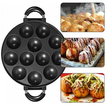 12 отверстий Takoyaki Maker Сковорода для гриля Осьминог Шариковая тарелка Домашняя кулинария Формы для выпечки Плесень противень Противень для кухни