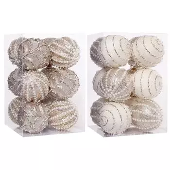 12 Pack Glitter Foam Balls for Christmas Tree and Home Decorations Milky white