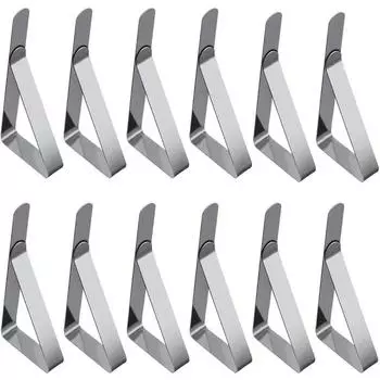 12 Packs Adjusting Tablecloth Clips Stainless Steel Table Cover Clamps Table Cloth Holders (Silver) белый