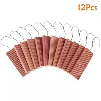 12 Pcs Cedar Blocks with 12 Hook Hanger Red Cedar Hang Ups for Clothes Storage Natural Aromatic Cedar Long-lasting Scent Cedar