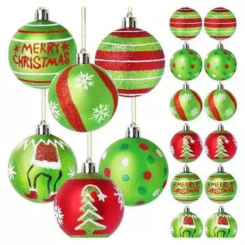 12 pieces of 2.4-inch Christmas hanging decorative balls, red and green Christmas tree pendants красный/зелёный