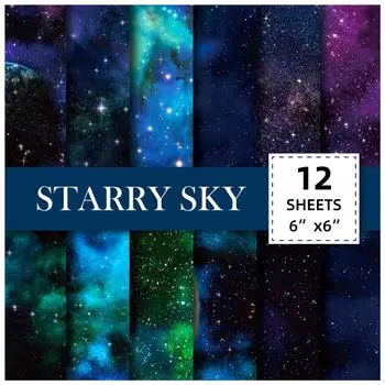 12 Sheets Of Earth Starry Sky Diy Handbook Material Printing Paper Single-Sided Handmade Paper Qianyi Crane Children S Origami Paper-Cut 15cm*15cm