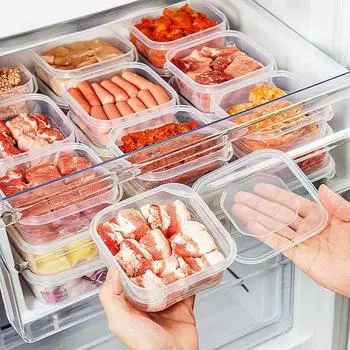 12 шт., 350 мл, коробка для хранения продуктов в холодильнике с крышкой, коробка для хранения замороженного мяса, накладные контейнеры для хранения Organizadore