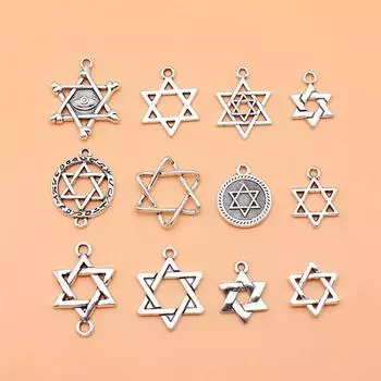 12 шт./компл. подвески «Звезда Давида» для изготовления ювелирных изделий, компоненты оптом