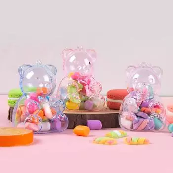 12 шт. Мини-медведь в форме прозрачной коробки для конфет, прозрачная упаковка для ювелирных изделий, подарков, закусок, свадеб, дней рождения, вечеринок, вечеринок, принадлежностей для детского душа as show синий