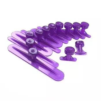 12 шт. Paintles Dent Removal Puller Tabs разных размеров для удаления вмятин из листового металла с клеевыми вкладками Универсальный инструмент для ремонта вмятин фиолетовый