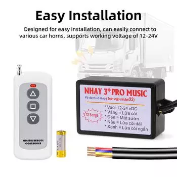 12 Tones 3+ Pro Musical Horn Controller + Car Horns Air Snail Speaker Sound Control 300dB Train Truck Boat Loud Camper Universal