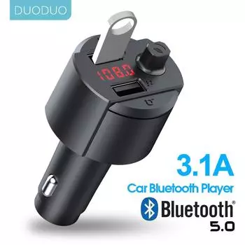 12 В/24 В Bluetooth 5,0 FM-передатчик автомобильный комплект MP3-модулятор плеер беспроводной громкой связи аудиоприемник двойной USB быстрое зарядное устройство 3.1A car charger чёрный