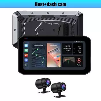 12 В-24 В CarPlay Android Auto сенсорный экран двойной Bluetooth беспроводной для мотоцикла GPS навигация передний задний объектив видеорегистратор